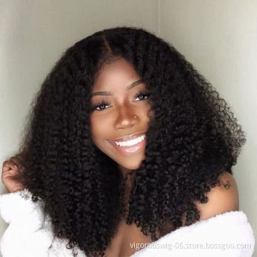 Vigorous Hot Sale Black Kinky Curly Lace Frontal Daily Party High Temperature Fiber Wig Synthetic Hair